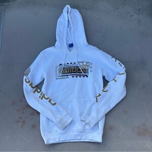 Adidas White Hoodie with Gold Graphics